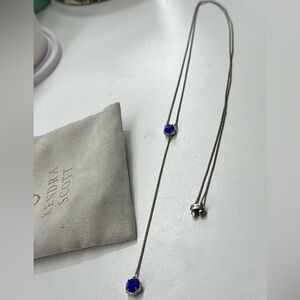 Silver and cobalt blue Kendra Scott  TOMON Y necklace.